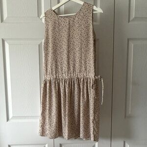 Sleeveless Pink Floral Drop-Waist Dress